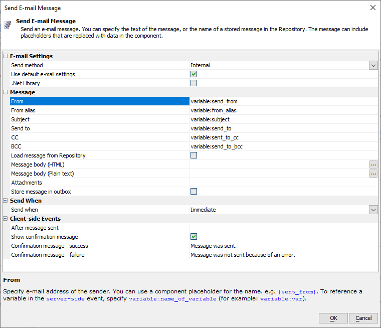 Send Email Variables